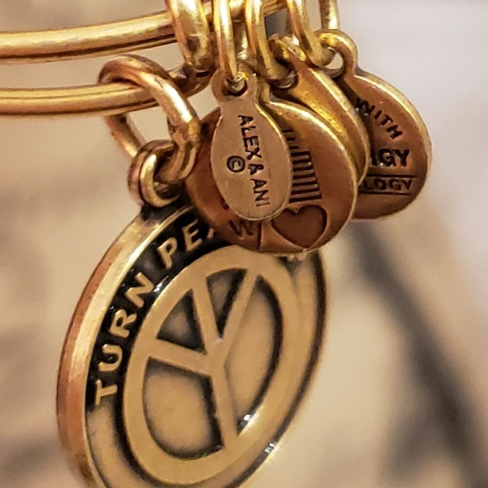 3 for $25 Alex and Ani Turn Peace Up Adjustable Bangle - Picture 5 of 6